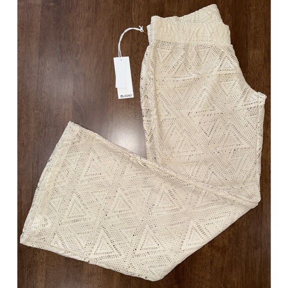 Lagaci Crochet Cover-Up Pants Large Cream Boho Swim Beachwear NWT MSRP $65 - Picture 1 of 8